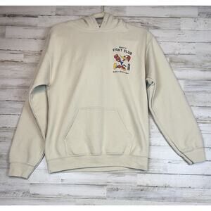 Riot Society Woody Woodpecker Fight Club Hoodie Mens S Beige Graphic Pullover